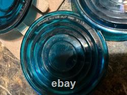 Vintage 4 NOS CORNING MADE IN U. S. A 5 D F. R. 1935 Blue Railroad Lamp Lens
