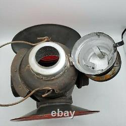 Vintage 4-Way Railroad Train Kerosene Signal Lantern Switch Lamp 16 Tall