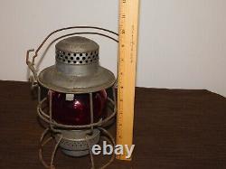 Vintage 9 Nycs New York Central Train Railroad Subway Adlake Red Globe Lantern