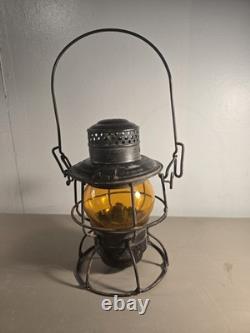 Vintage A&W Co. Railroad Lantern With Amber Etched Globe
