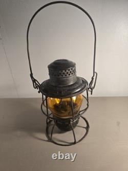 Vintage A&W Co. Railroad Lantern With Amber Etched Globe