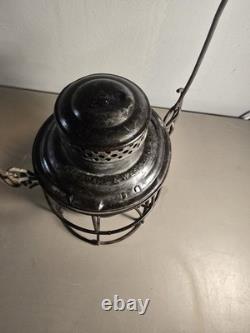 Vintage A&W Co. Railroad Lantern With Amber Etched Globe