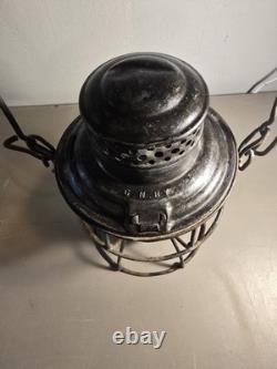 Vintage A&W Co. Railroad Lantern With Amber Etched Globe