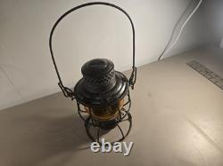 Vintage A&W Co. Railroad Lantern With Amber Etched Globe