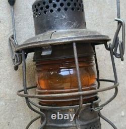 Vintage ADLAKE KERO Railroad Lantern with Orange Prism Globe Glass No 300 Burner