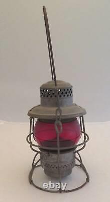 Vintage ADLAKE Kero ROCK ISLAND Red Globe Train LANTERN Railroad Signal Lamp Old