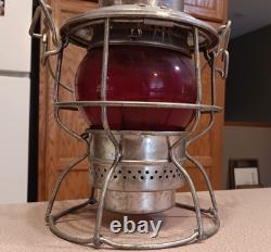 Vintage ADLAKE Kerosene LANTERN Railroad Train RED GLASS BULB $ no reserve $