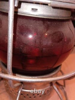 Vintage ADLAKE Kerosene LANTERN Railroad Train RED GLASS BULB $ no reserve $