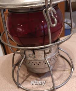 Vintage ADLAKE Kerosene LANTERN Railroad Train RED GLASS BULB $ no reserve $