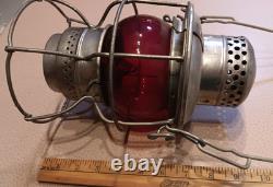 Vintage ADLAKE Kerosene LANTERN Railroad Train RED GLASS BULB $ no reserve $