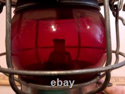 Vintage ADLAKE Kerosene LANTERN Railroad Train RED GLASS BULB $ no reserve $