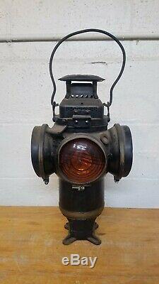 Vintage ADLAKE Non Sweating 4 Way Lamp Railroad RR Switch Lantern Chicago