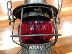 Vintage Adams Westlake Railroad Lamp With C&nwry Red Etched Shade& Matching Body