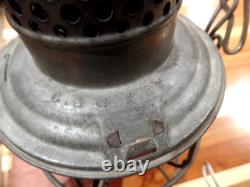 Vintage Adams Westlake Railroad Lamp With C&nwry Red Etched Shade& Matching Body