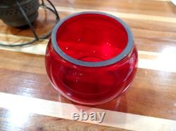 Vintage Adams Westlake Railroad Lamp With C&nwry Red Etched Shade& Matching Body