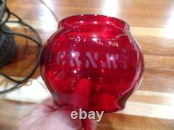 Vintage Adams Westlake Railroad Lamp With C&nwry Red Etched Shade& Matching Body