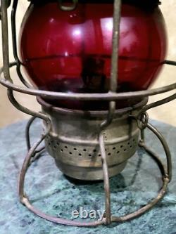 Vintage Adams & Westlake Railroad Lantern with Red Globe