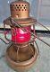 Vintage Adlake 300 L&N Railroad Lantern WithRed Glass Globe Electric 2-bulb Lamp