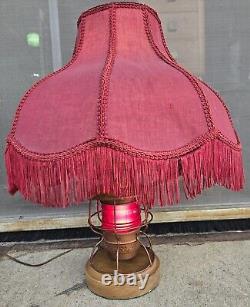 Vintage Adlake 300 L&N Railroad Lantern WithRed Glass Globe Electric 2-bulb Lamp