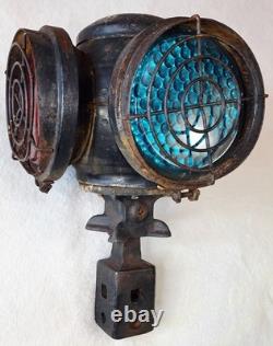 Vintage Adlake 4-Way Reflex Railroad Signal Switch Lamp With Stone Guards Train