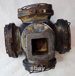 Vintage Adlake 4-Way Reflex Railroad Signal Switch Lamp With Stone Guards Train