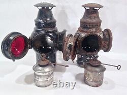 Vintage Adlake Automotive Lamp Lanterns 1907 Patent Date Railroad 8 Inches Tall