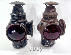 Vintage Adlake Automotive Lamp Lanterns 1907 Patent Date Railroad 8 Inches Tall