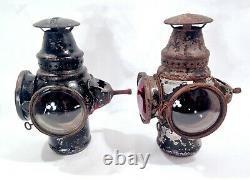 Vintage Adlake Automotive Lamp Lanterns 1907 Patent Date Railroad 8 Inches Tall