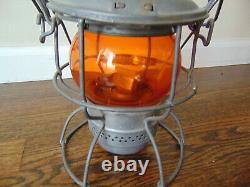 Vintage Adlake Hiram L. Piper Co. Ltd Railroad Lantern Globe Orange Rare