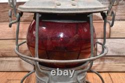 Vintage Adlake Kero Atlantic Coast Line ACL Railroad Lantern w Red Glass Globe