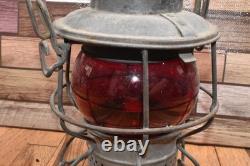 Vintage Adlake Kero Atlantic Coast Line ACL Railroad Lantern w Red Glass Globe