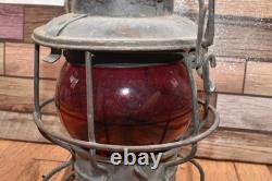 Vintage Adlake Kero Atlantic Coast Line ACL Railroad Lantern w Red Glass Globe