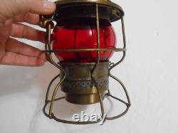 Vintage Adlake Kero Railroad Kerosene Lantern Lamp Light Red Globe
