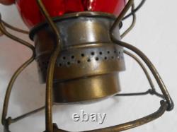 Vintage Adlake Kero Railroad Kerosene Lantern Lamp Light Red Globe