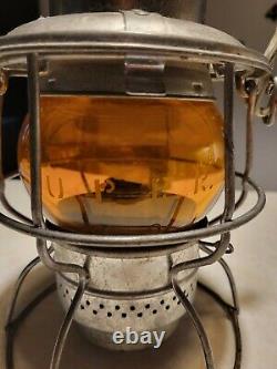 Vintage Adlake Kero Railroad Lantern Amber Etched Globe U. P. R. R Union Pacific