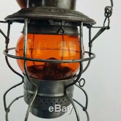 Vintage Adlake Kero Rock Island Railway Orange Globe Lantern Nx