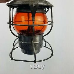 Vintage Adlake Kero Rock Island Railway Orange Globe Lantern Nx