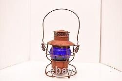 Vintage Adlake Kero railroad lantern with signal blue CP C&O globe