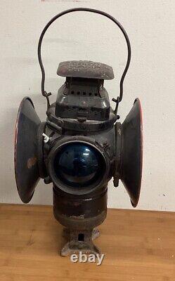 Vintage Adlake Non Sweating 4 Way Railroad Train Switch Lamp Lantern Chicago / Z