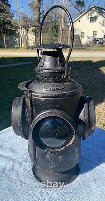 Vintage Adlake Non-Sweating 4 Way Railroad Train Switch Lamp W. M. Railroad