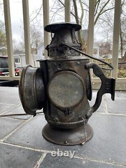 Vintage Adlake Non-Sweating Lamp Chicago B. O. Railroad Lantern Electrified Lamp