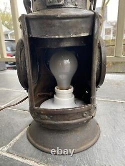 Vintage Adlake Non-Sweating Lamp Chicago B. O. Railroad Lantern Electrified Lamp