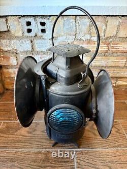 Vintage Adlake Non-Sweating Railroad 4-Way Switch Signal Lantern Lamp USA Chicag