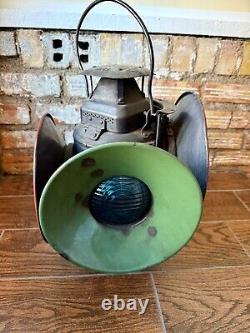 Vintage Adlake Non-Sweating Railroad 4-Way Switch Signal Lantern Lamp USA Chicag