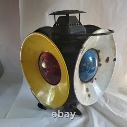 Vintage Adlake Non-Sweating Railroad Switch Lantern 4 Way Signal Light Chicago
