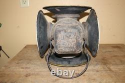 Vintage Adlake Railroad 4 Way Switch Signal Lamp Light Glass Lenses