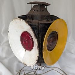 Vintage Adlake Railroad 4 Way Switch Signal Lamp Light Glass Lenses Electrified