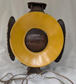 Vintage Adlake Railroad 4 Way Switch Signal Lamp Light Glass Lenses Electrified