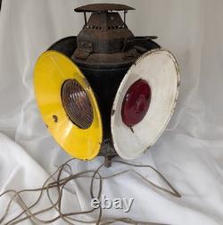 Vintage Adlake Railroad 4 Way Switch Signal Lamp Light Glass Lenses Electrified