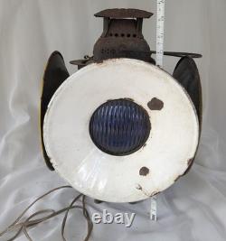 Vintage Adlake Railroad 4 Way Switch Signal Lamp Light Glass Lenses Electrified